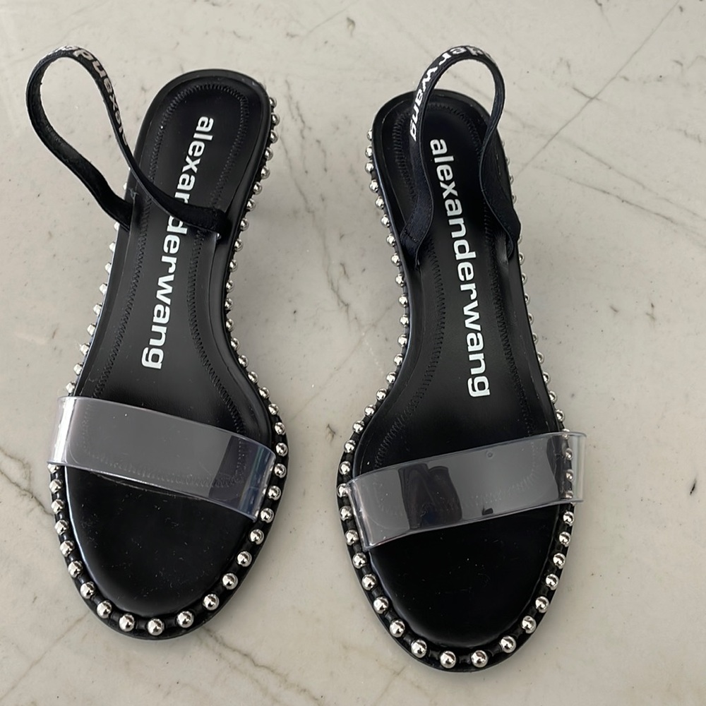 Alexander Wang Black Nova Studded PVC Slingback Sandals